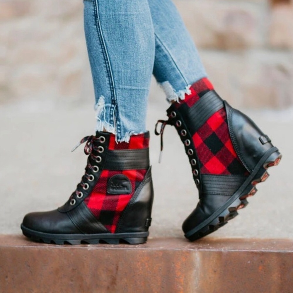 SOREL Whitney Buffalo Check Wedge Bootie